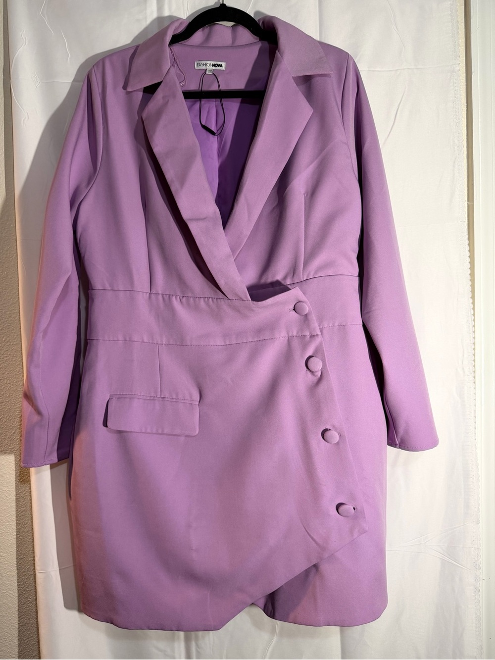 Fashion Nova Lavender Asymmetric Blazer Dress